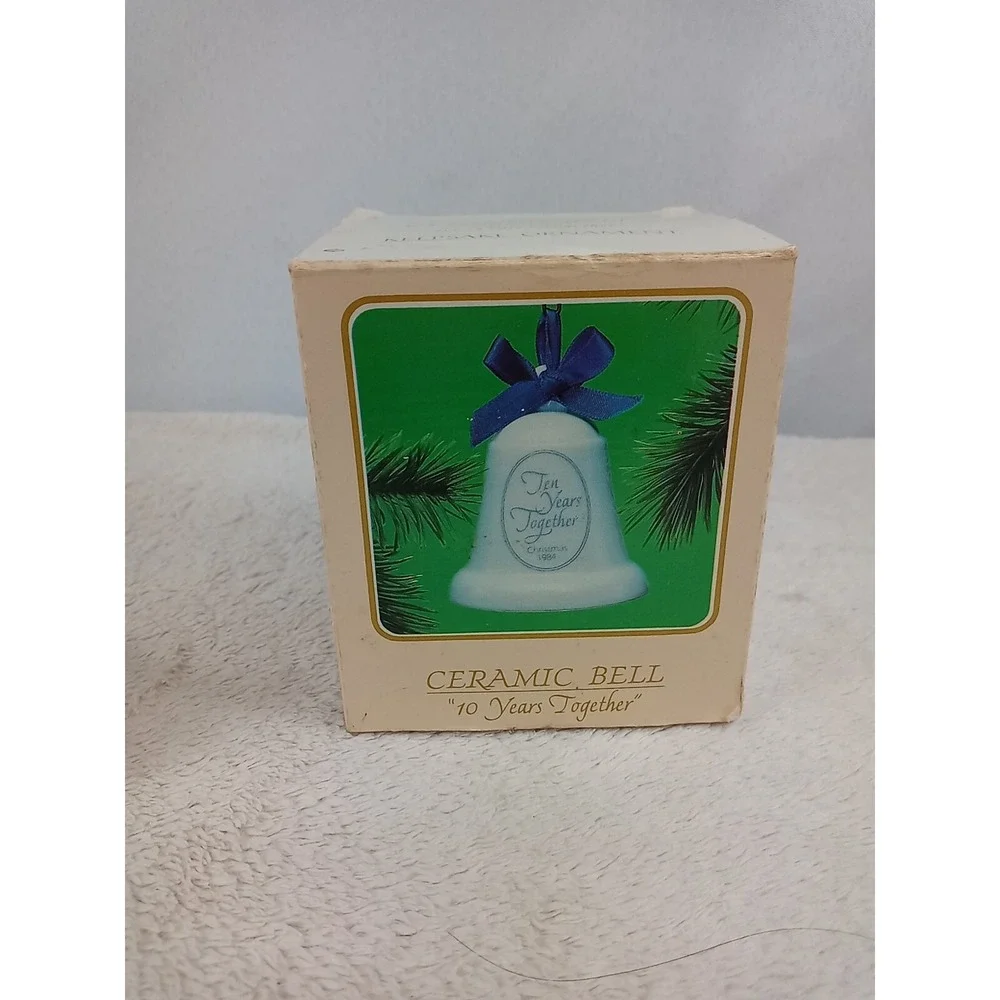 Vintage Hallmark Ceramic Bell Ornament 10 Years Together 1984‎ Christmas Bell - Picture 8 of 11
